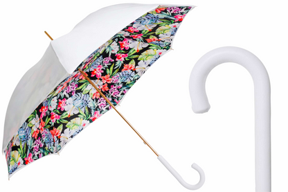 Flowered White Umbrella – Pure Elegance with Italian Craftsmanship