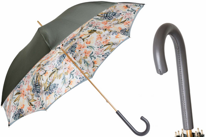 Grey Umbrella with Flowers on the Inside – Handmade in Italy