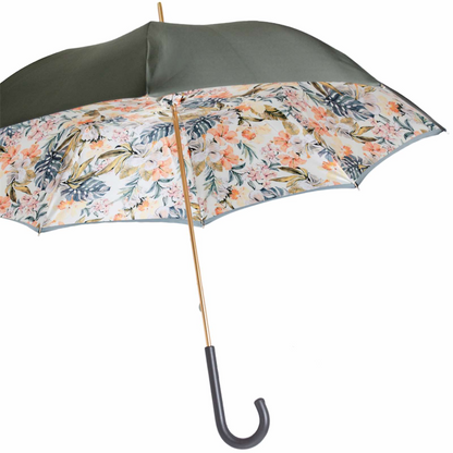 Grey Umbrella with Flowers on the Inside – Handmade in Italy