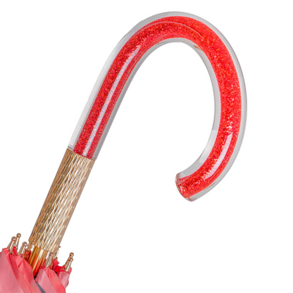 Coral Tint Umbrella with Butterfly Interior, Handmade in Italy