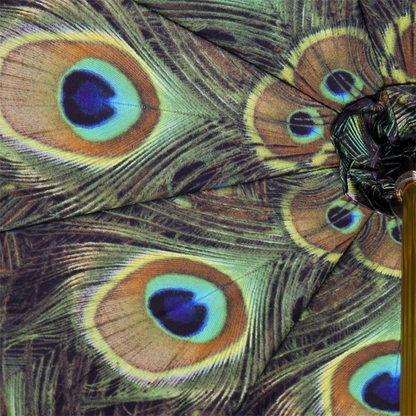 Stylish Black Double Cloth Umbrella with Peacock Interior