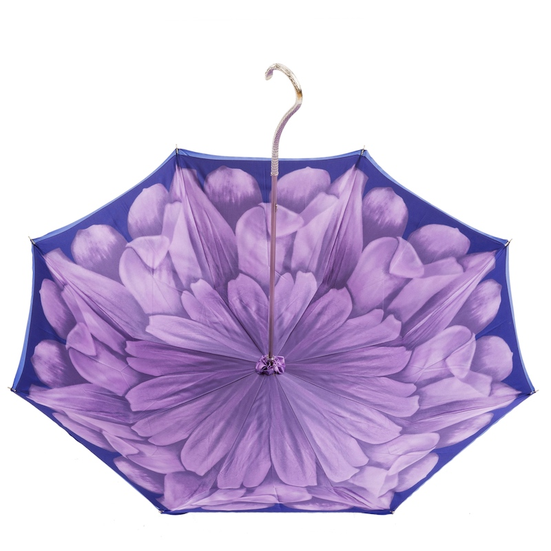 Chic Purple Dahlia Umbrella – Double Cloth, Manual Opening