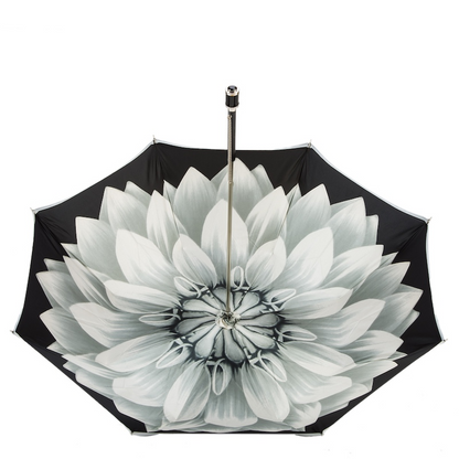 Unique Silver Dahlia Double Cloth Umbrella – Handmade in Italy