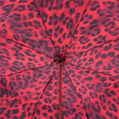 Red Leopard Print Umbrella, Double Cloth – Manual Opening
