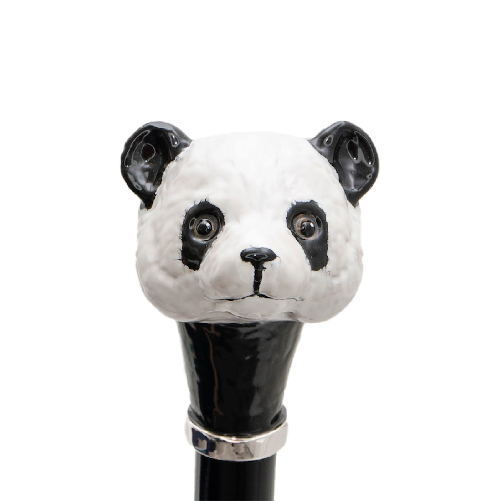 Panda Umbrella with Polka Dots – Manual Opening, Enameled Brass Handle