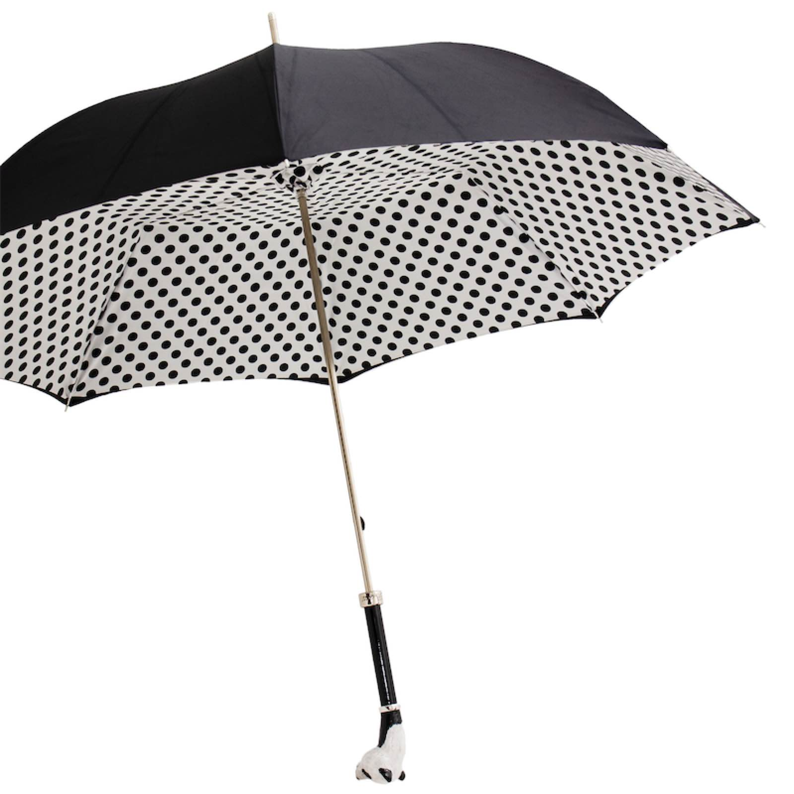 Panda Umbrella with Polka Dots – Manual Opening, Enameled Brass Handle