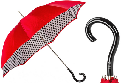 Bright Red Polka Dots Umbrella – Double Cloth with Swarovski Handle