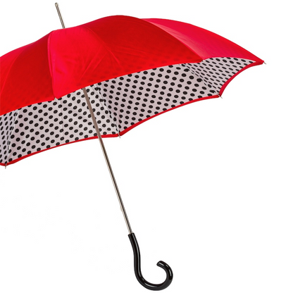 Bright Red Polka Dots Umbrella – Double Cloth with Swarovski Handle
