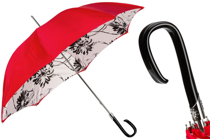 Black Sunflowers Modern Umbrella, Double Cloth – Handmade in Italy