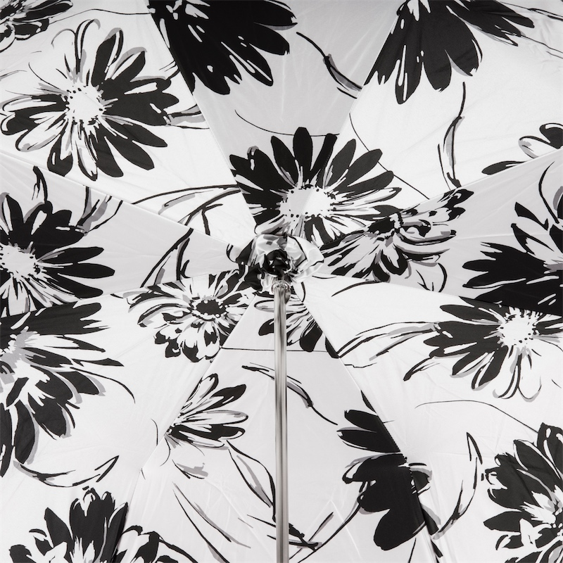 Black Sunflowers Modern Umbrella, Double Cloth – Handmade in Italy