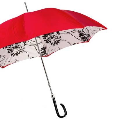 Black Sunflowers Modern Umbrella, Double Cloth – Handmade in Italy