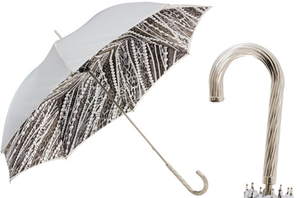 Umbrella with Grey Pearls and Leopard Print – Manual Opening