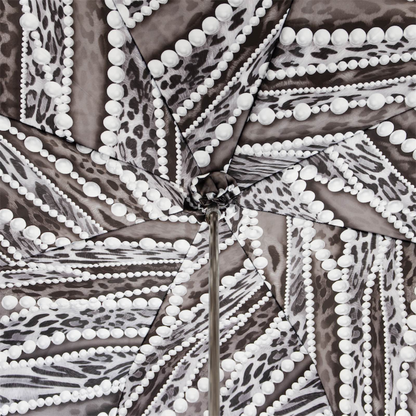 Umbrella with Grey Pearls and Leopard Print – Manual Opening