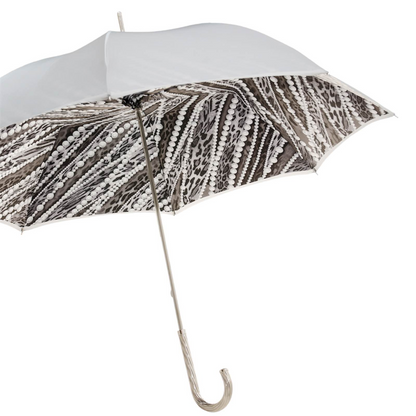 Umbrella with Grey Pearls and Leopard Print – Manual Opening