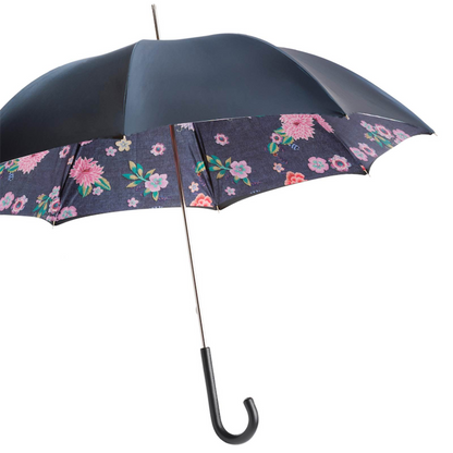 Jeans and Flowers Print Umbrella – Manual Opening, Handmade in Italy