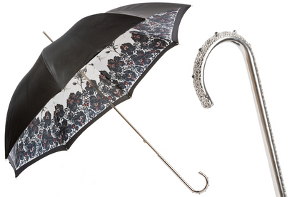 Beautiful Italian Umbrella with Jeweled Metal Handle
