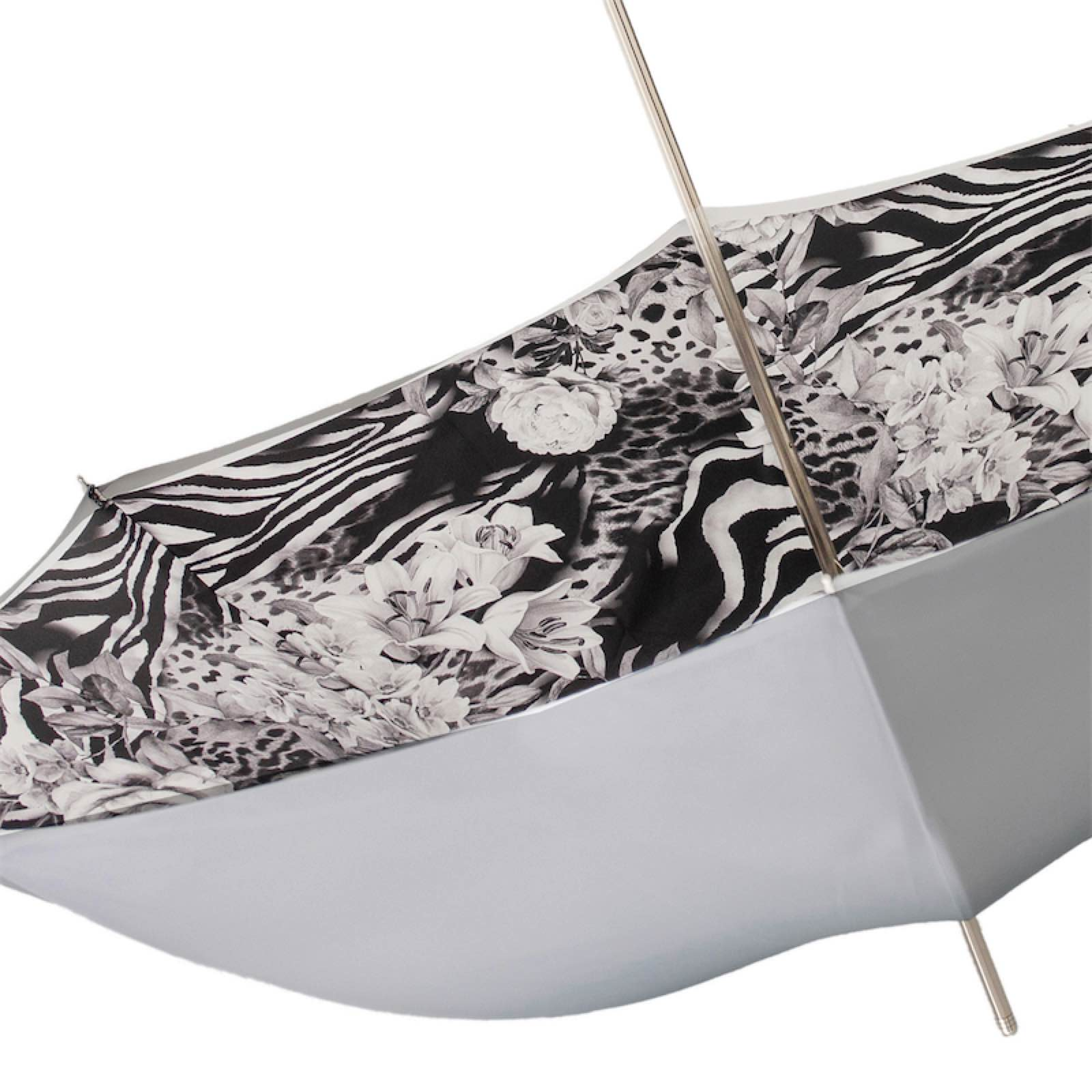 Luxury Italian Handcrafted Umbrella with Silver Rose Accents