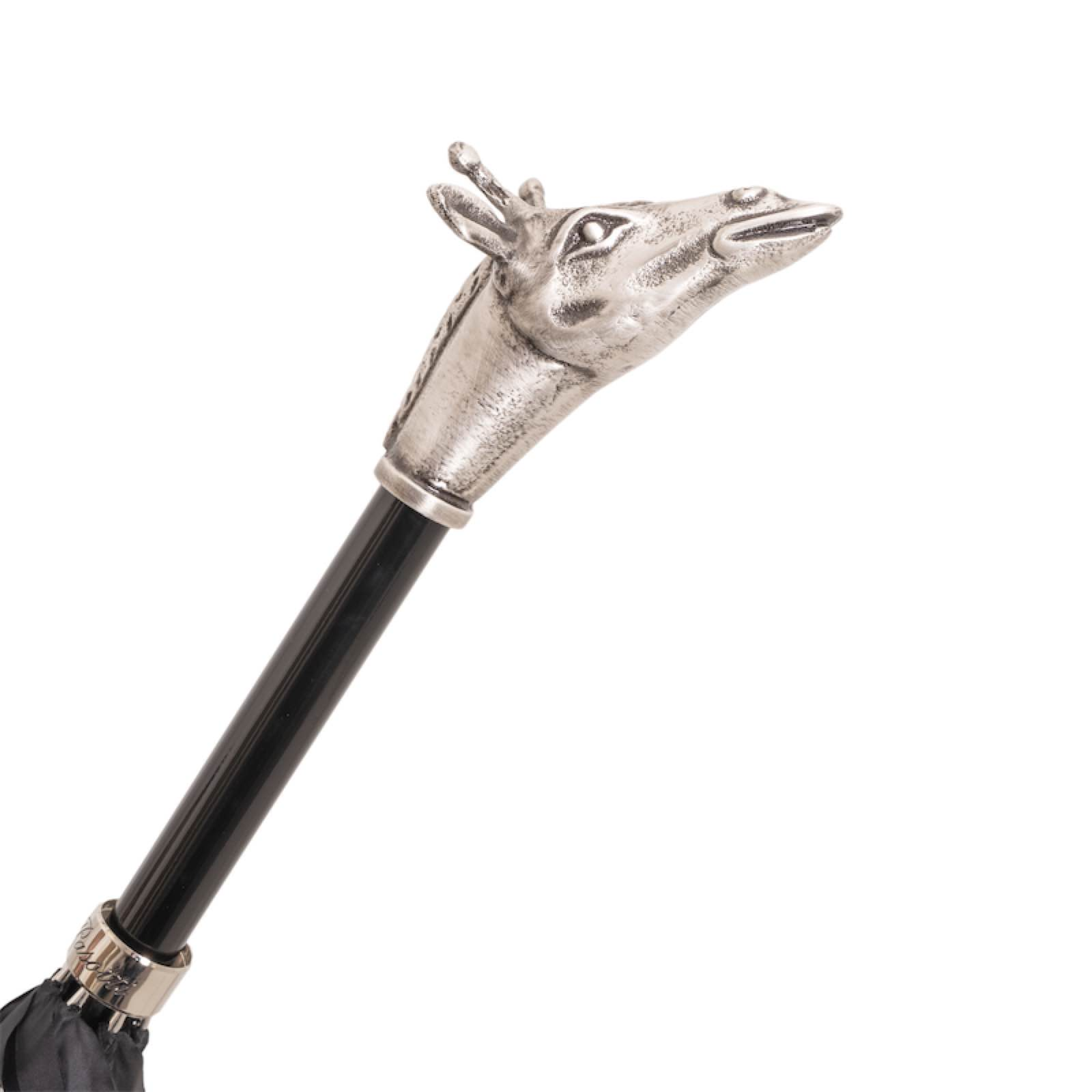 Vintage Giraffe Print Umbrella with Aluminum Handle, Handmade in Italy