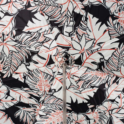 Elegant Brass Handle White Leaves Umbrella – Manual Opening