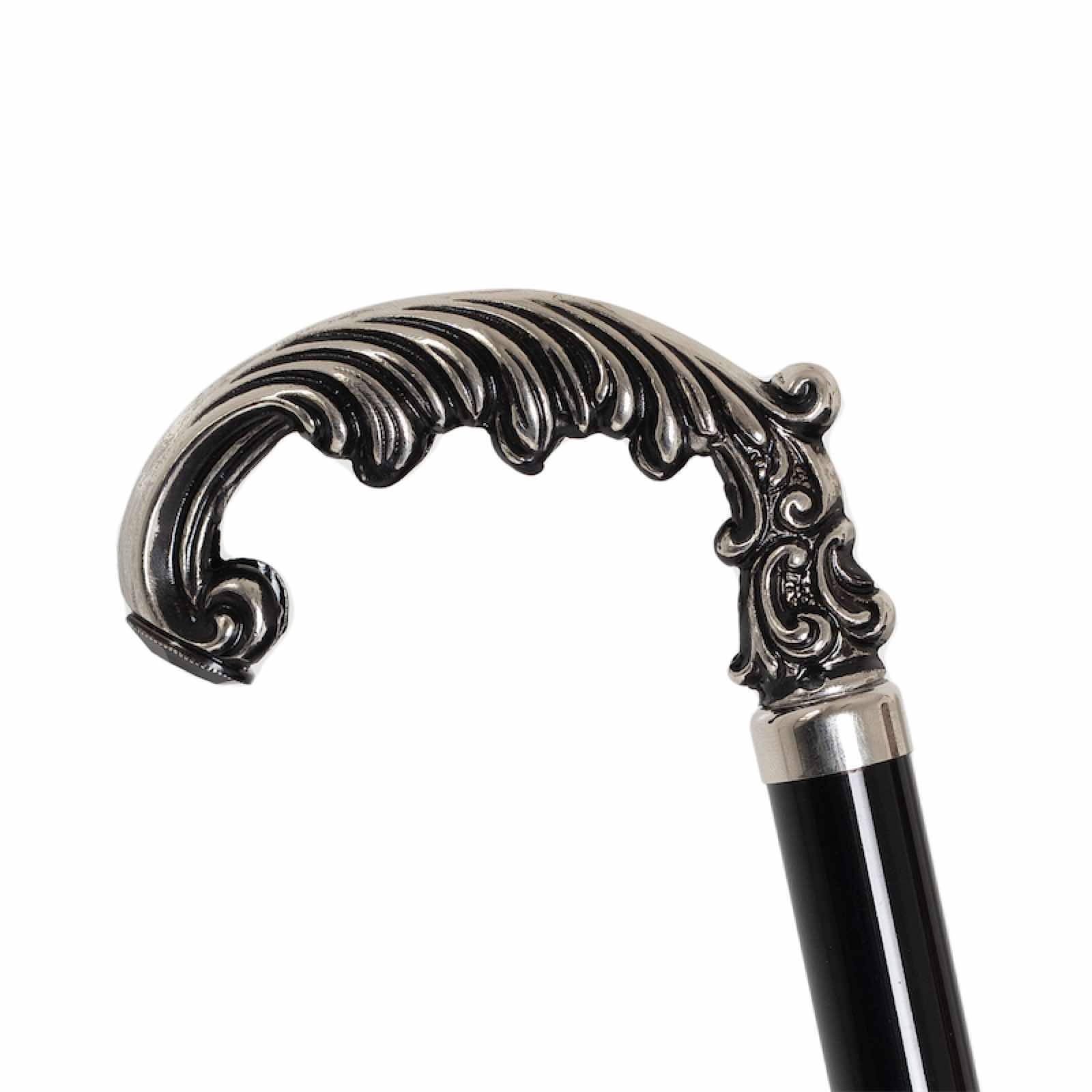 Elegant Brass Handle White Leaves Umbrella – Manual Opening