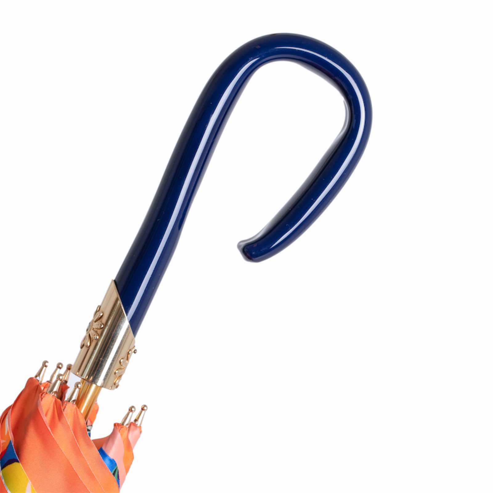 Designer Chic Orange Umbrella with Flowers – Handmade in Italy