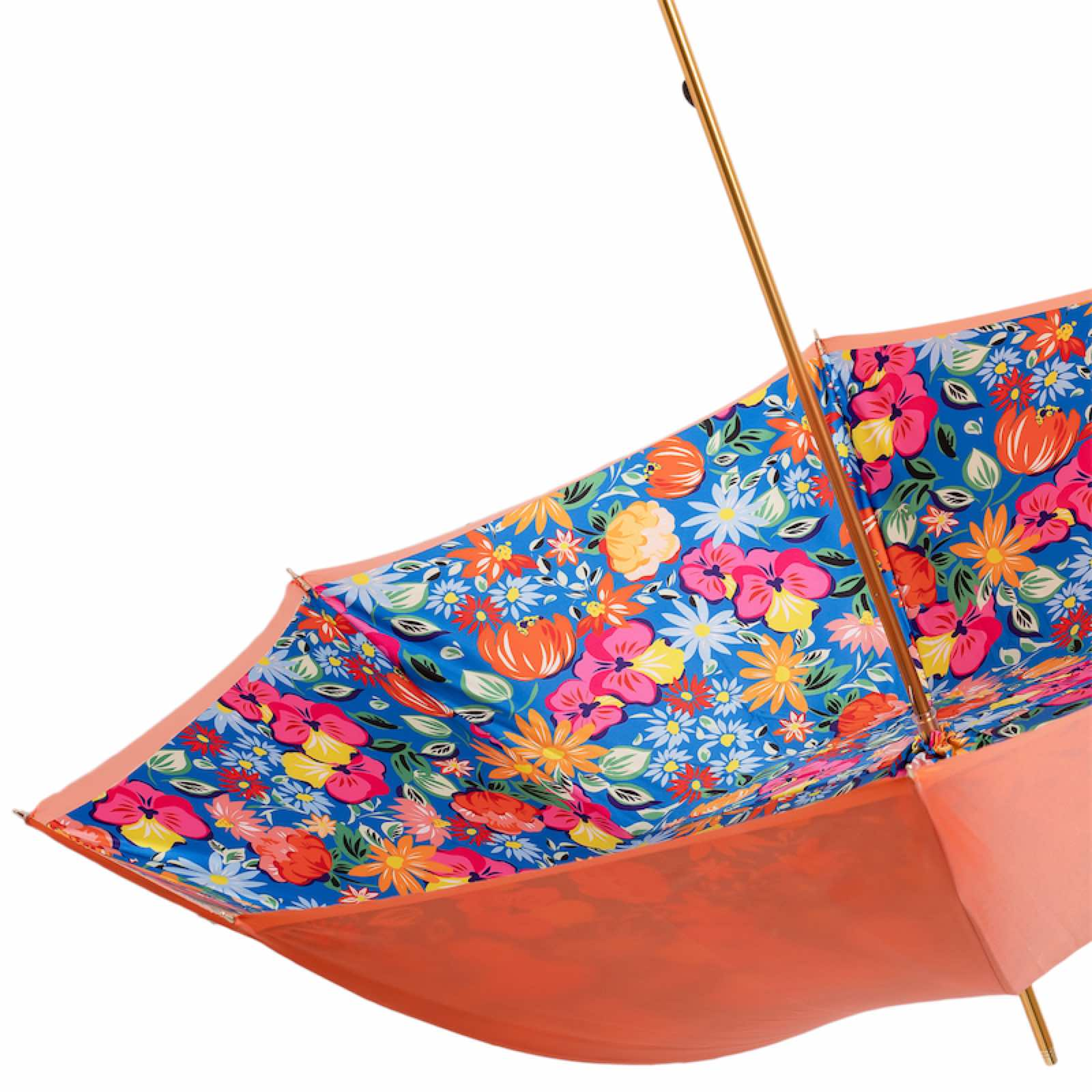 Designer Chic Orange Umbrella with Flowers – Handmade in Italy