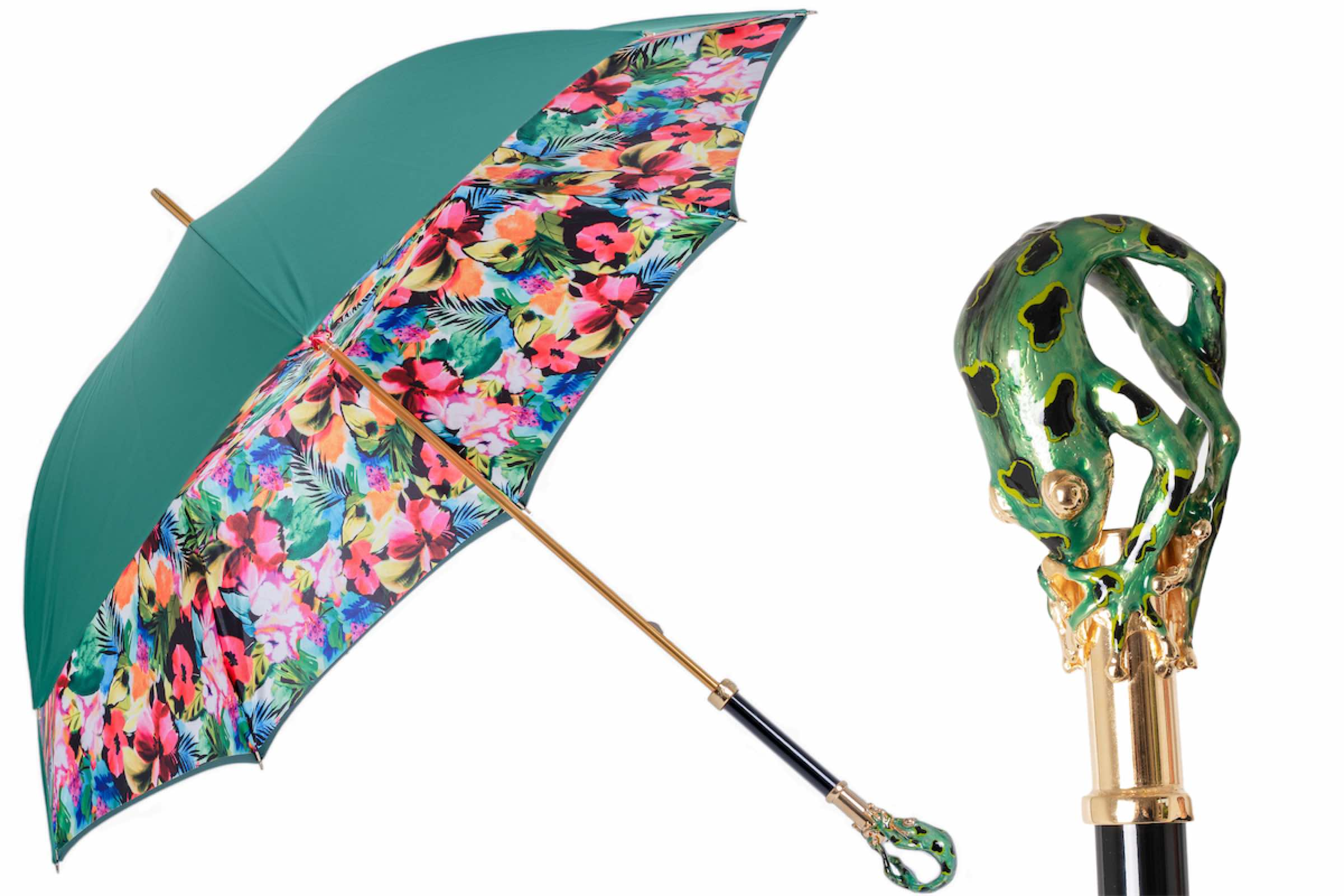 Frog Umbrella with Enameled Brass Handle – Handmade in Italy