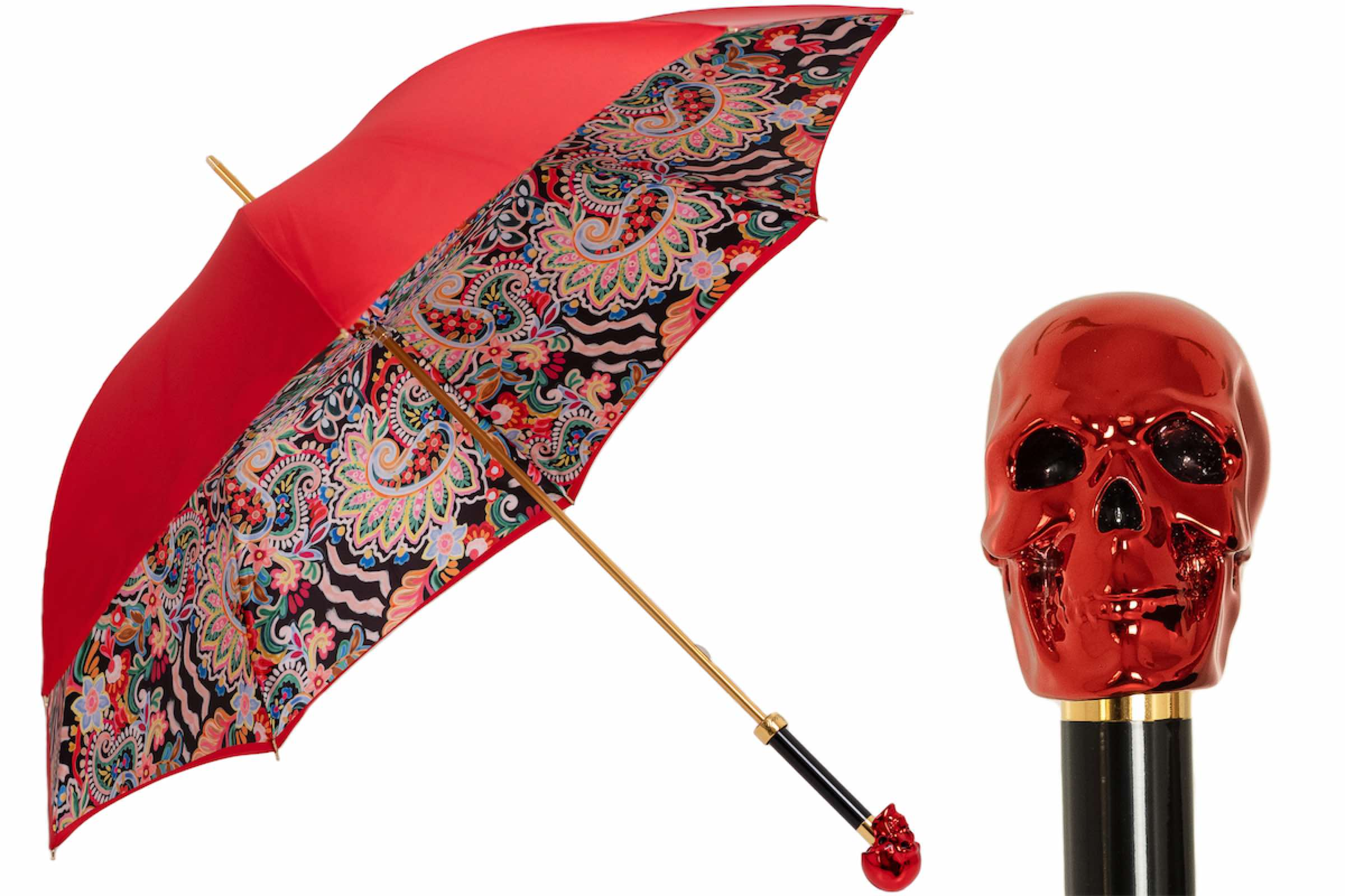 Red Skull Luxury Umbrella with Resin Handle – Handmade in Italy