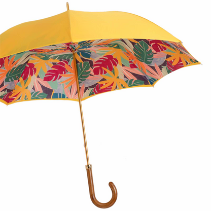 Yellow Tropical Umbrella – Manual Opening, Handmade in Italy