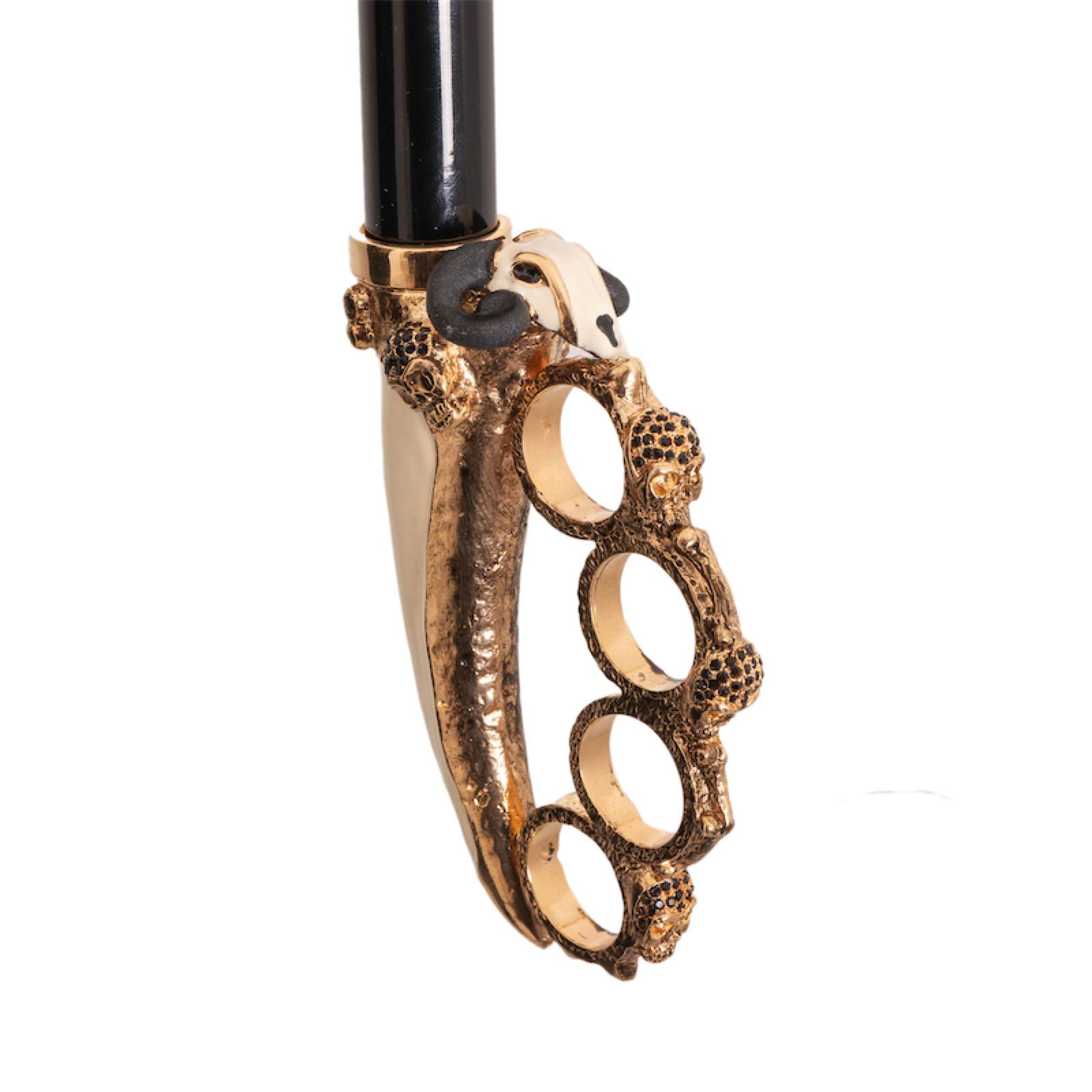 Enameled Brass Handle Manual Opening Knuckleduster Luxury Umbrella