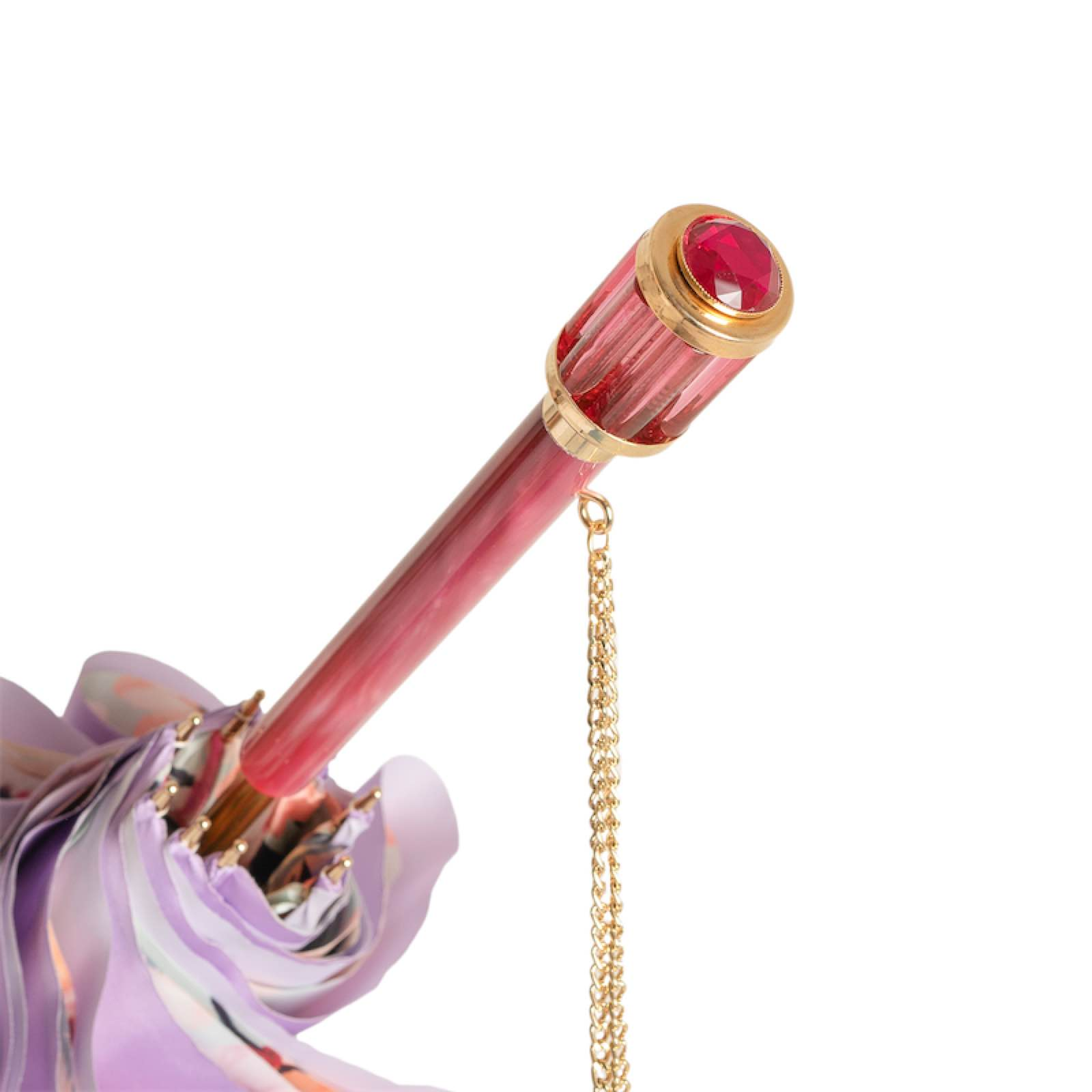 Pink Ombre Umbrella with Floral Interior – Handmade Italian Elegance