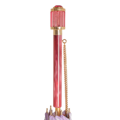 Pink Ombre Umbrella with Floral Interior – Handmade Italian Elegance