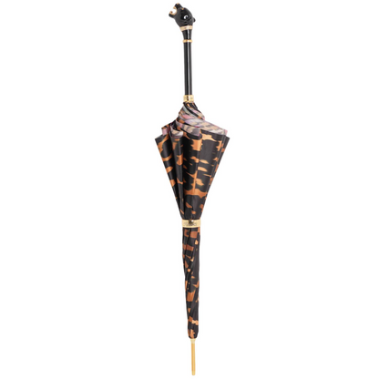 Luxury Multicolor Panther Umbrella with Enameled Brass Handle
