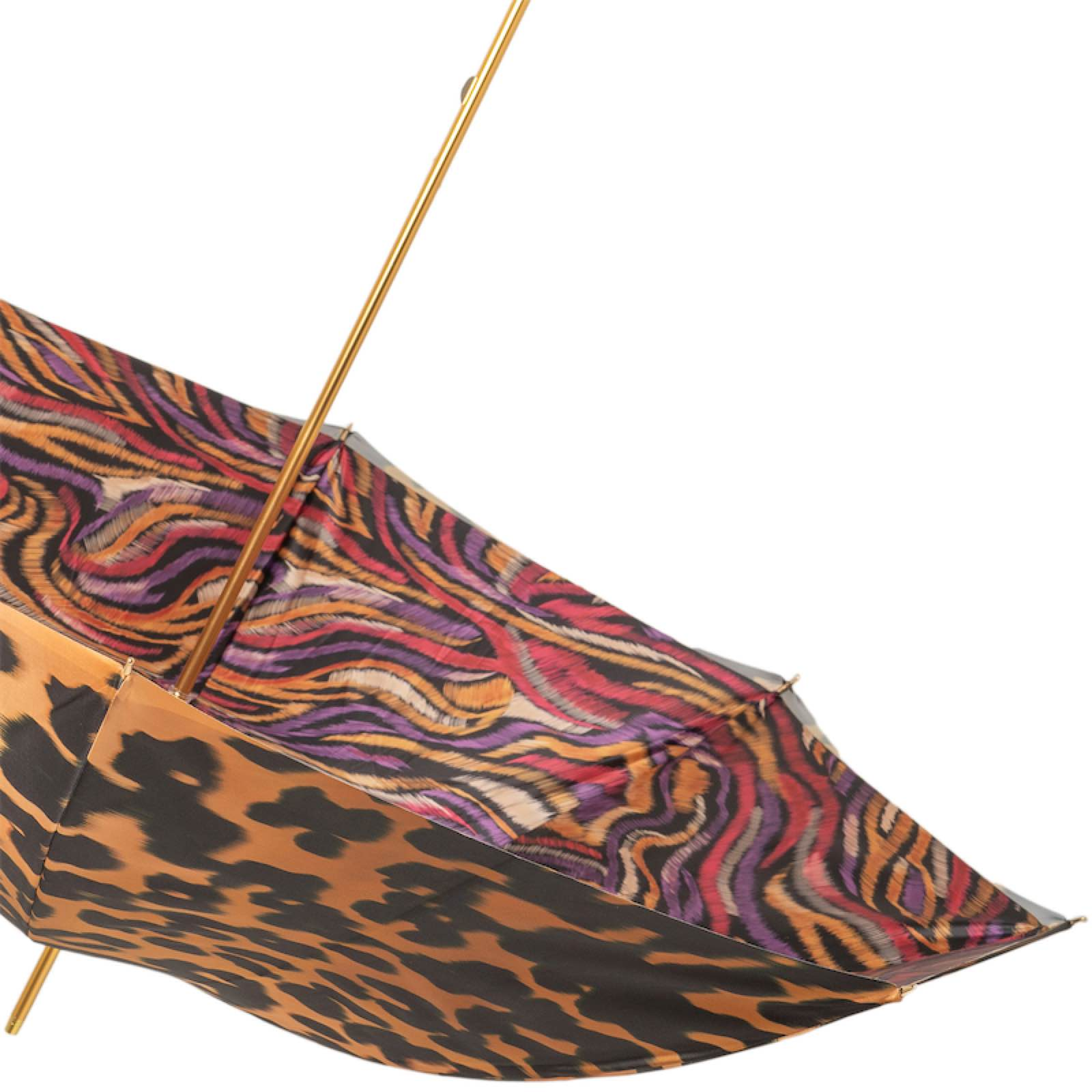 Luxury Multicolor Panther Umbrella with Enameled Brass Handle