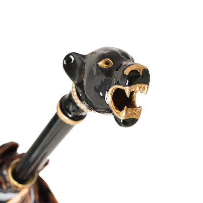 Luxury Multicolor Panther Umbrella with Enameled Brass Handle