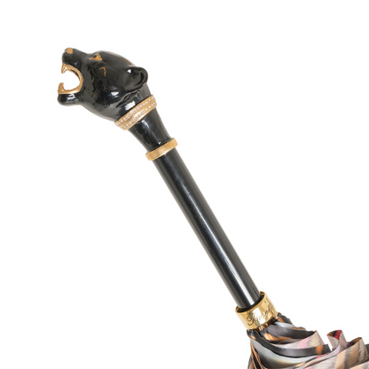 Luxury Multicolor Panther Umbrella with Enameled Brass Handle