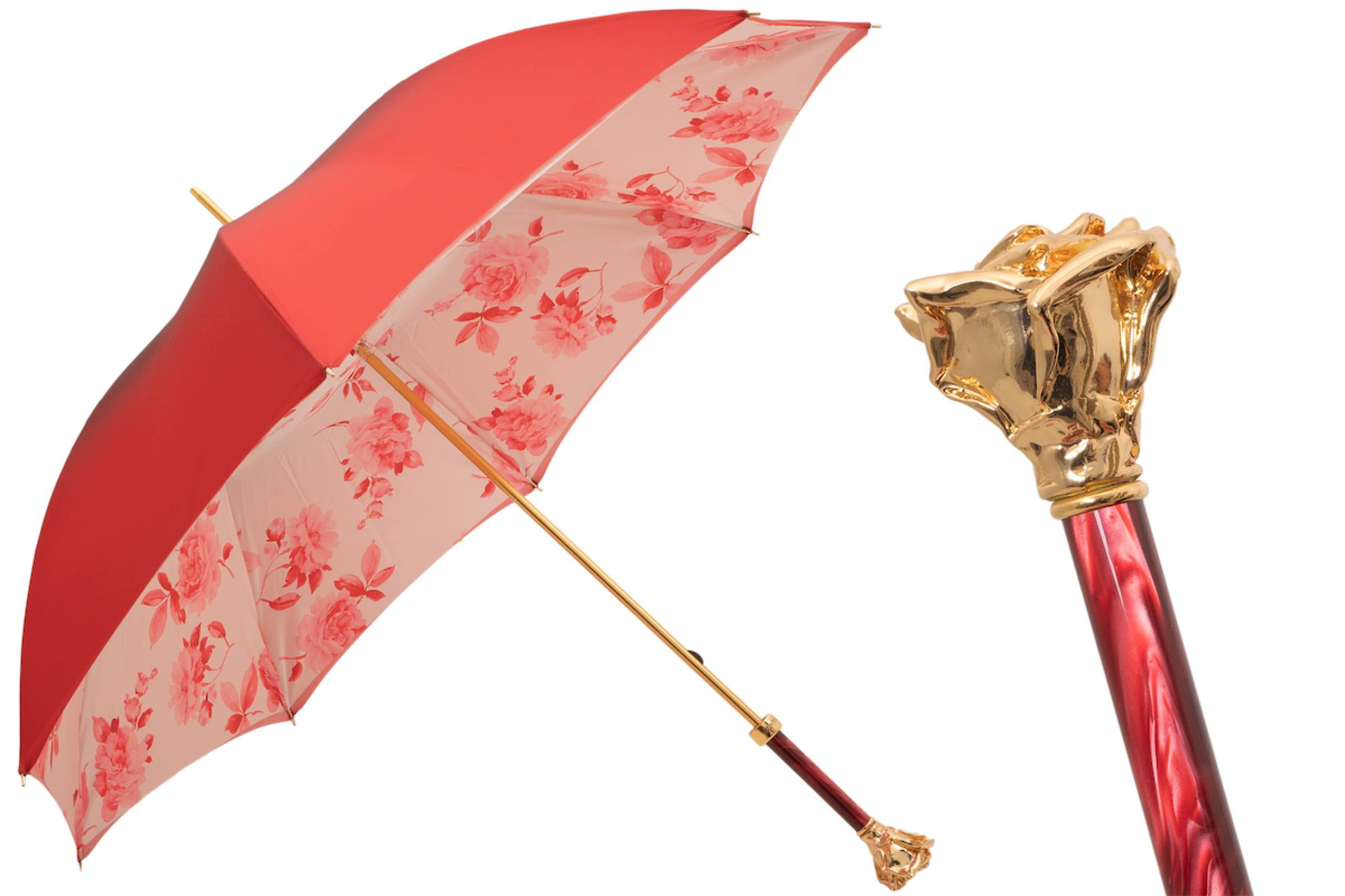 Gold Rose Umbrella – Timeless Elegance with Gilt-Plated Resin Handle