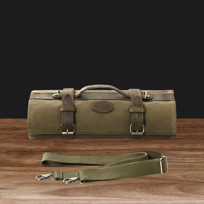 Waxed Canvas Knife Roll Bag