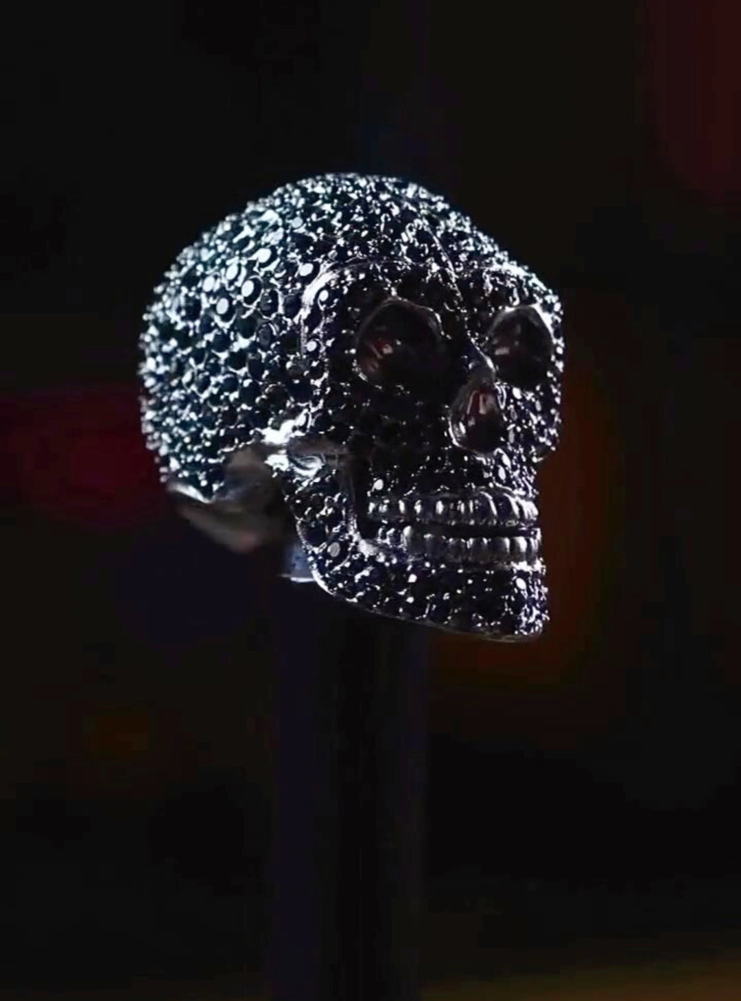 Luxury Black Swarovski Skull Walking Cane – Handmade in Italy