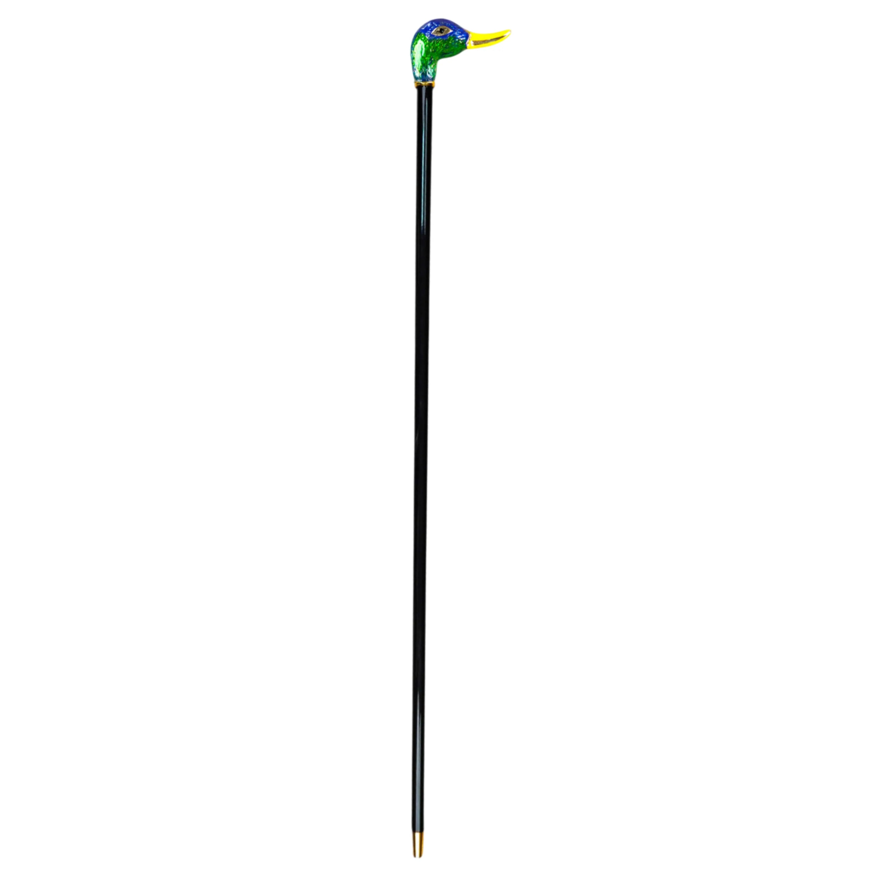Duck Head Walking Cane – 24K Gold & Enamel Handle, Luxury Men’s Cane