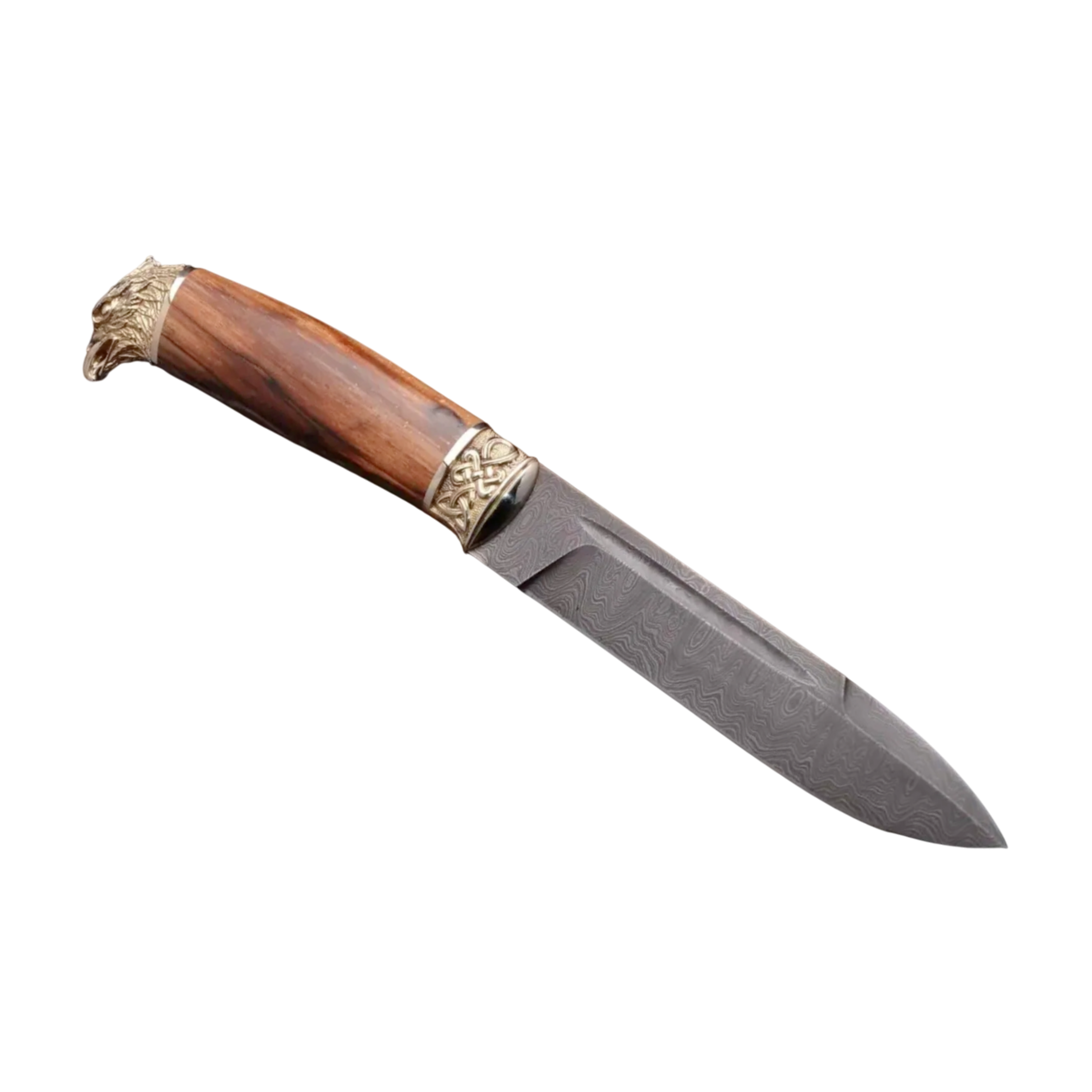 Eagle-Pommel Hunting Knife, Damascus Steel Blade Knife