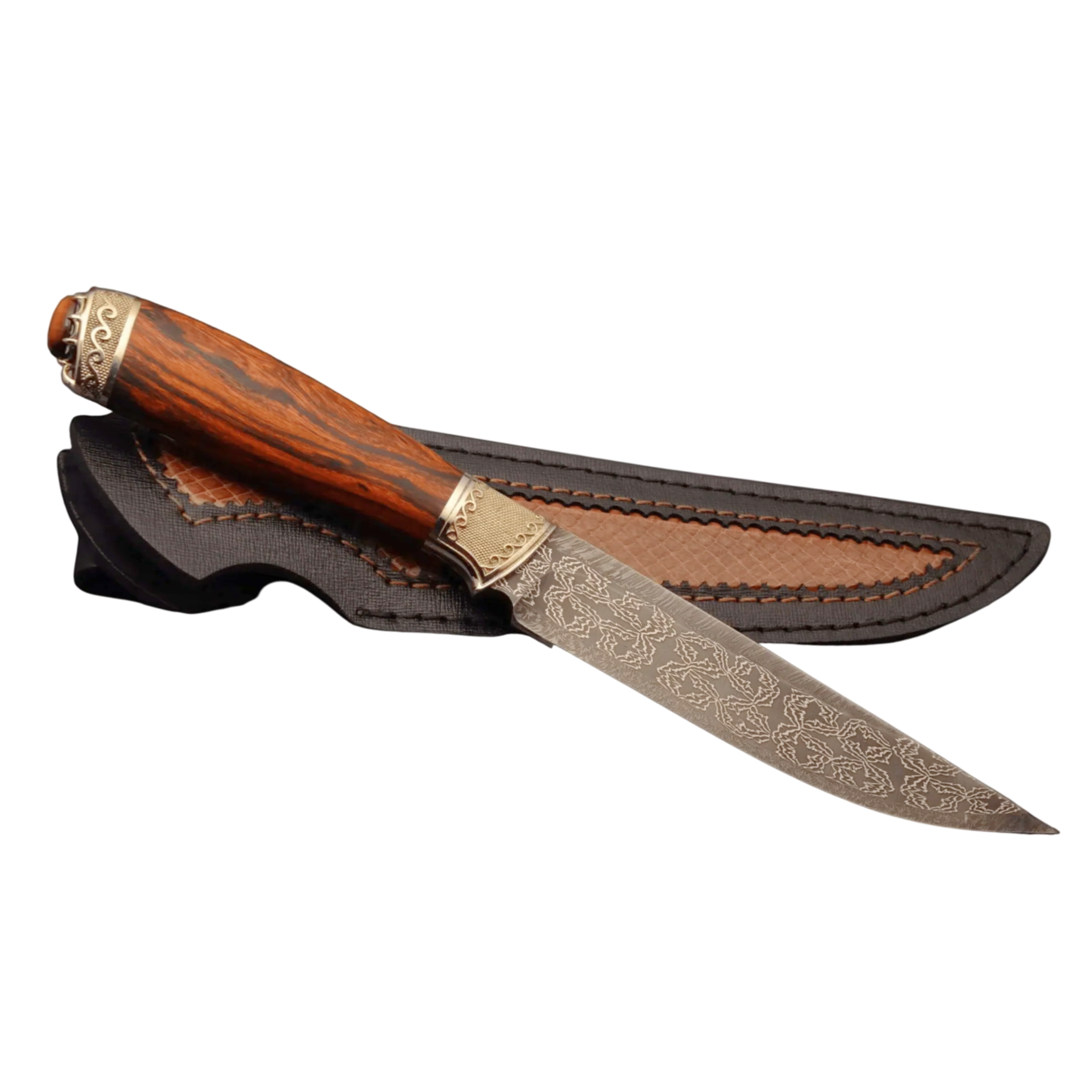 Exclusive Collectible Hunting Knife with Brown Wooden Handle