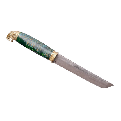 Green Tanto Collectible Knife with N690 Steel and Hybrid Handle