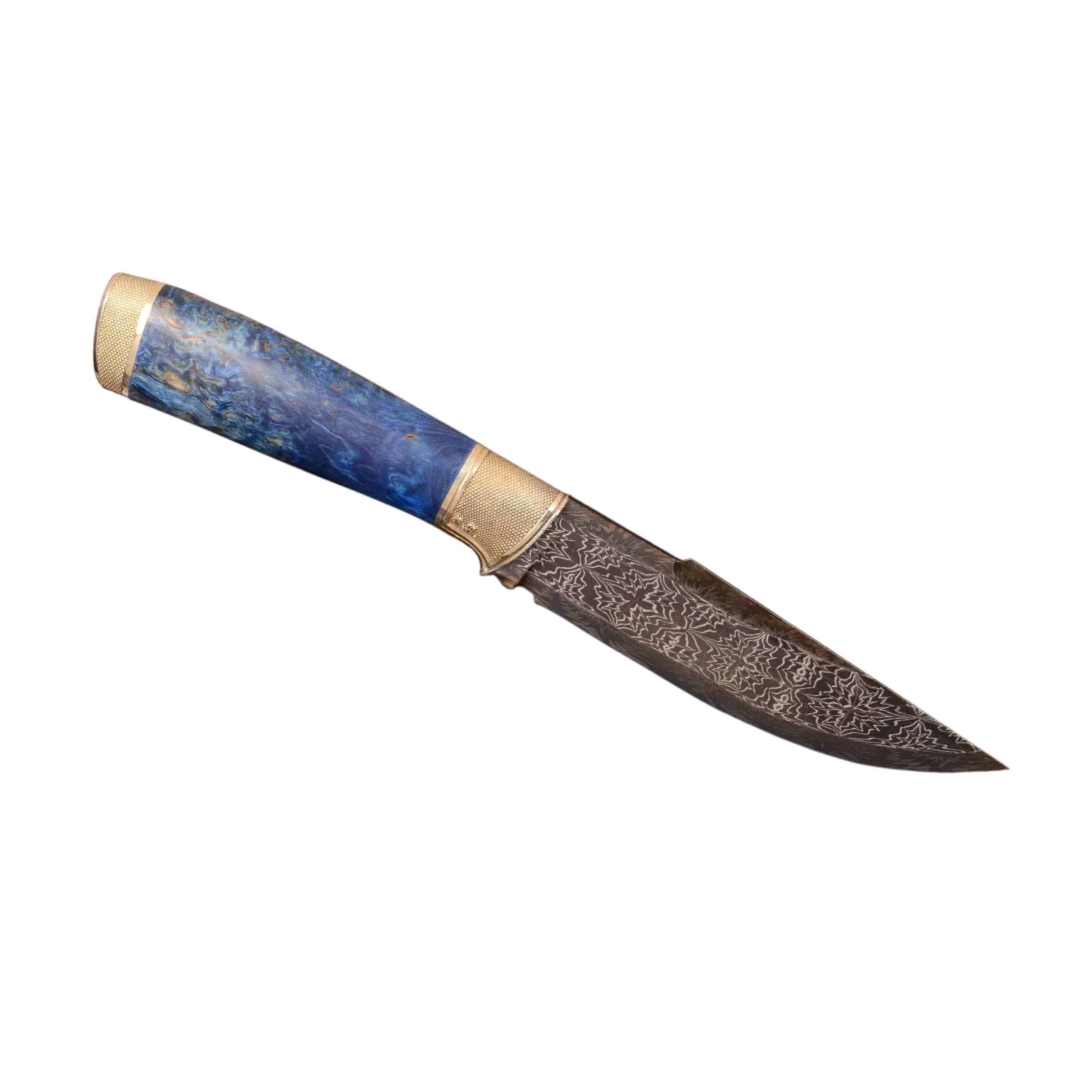 Collectible Knife Ocean with Mosaic Damascus Steel and Birch Handle