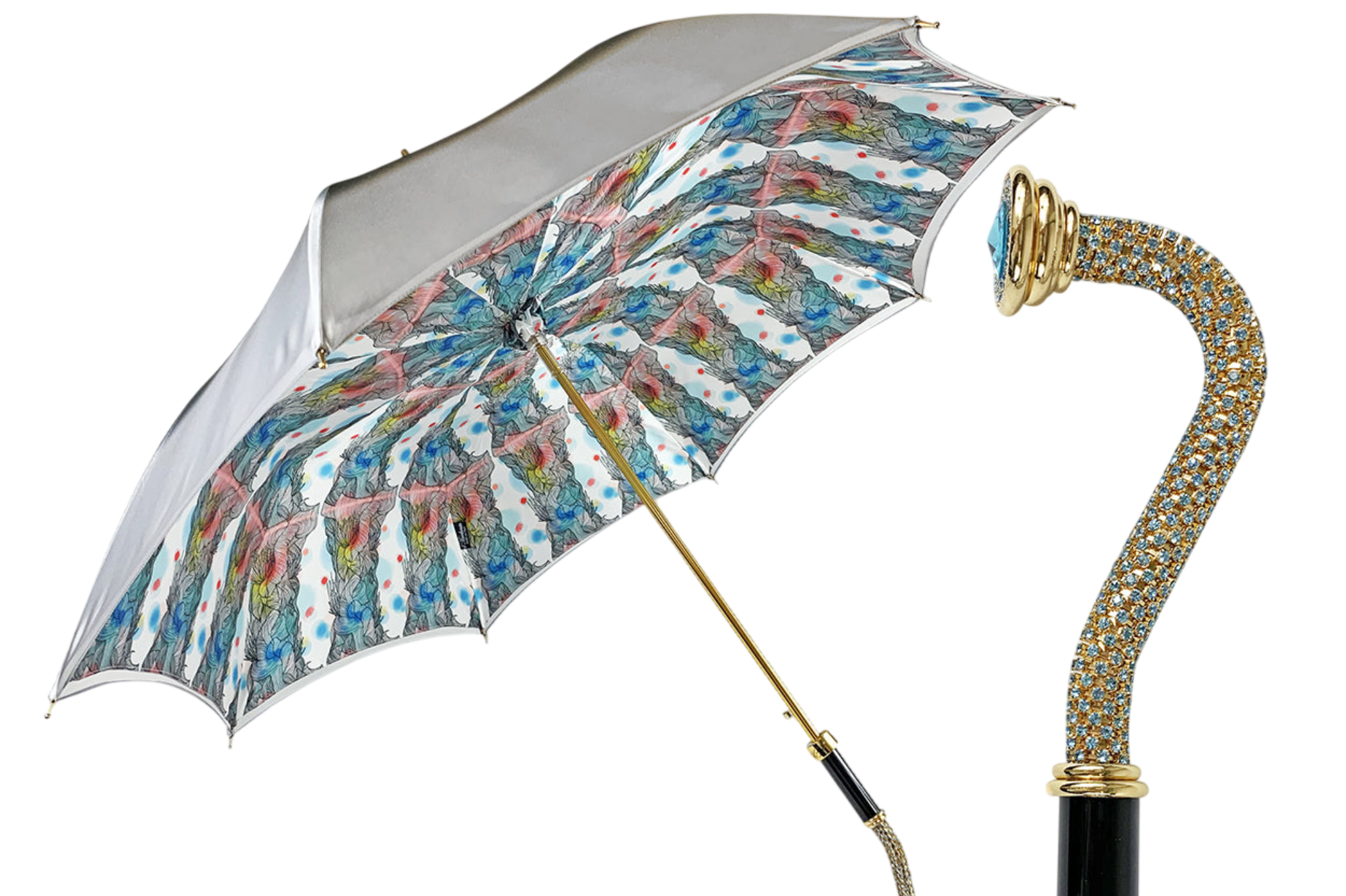 Stunning Grey Umbrella with Anemones Design – Italian Craftsmanship