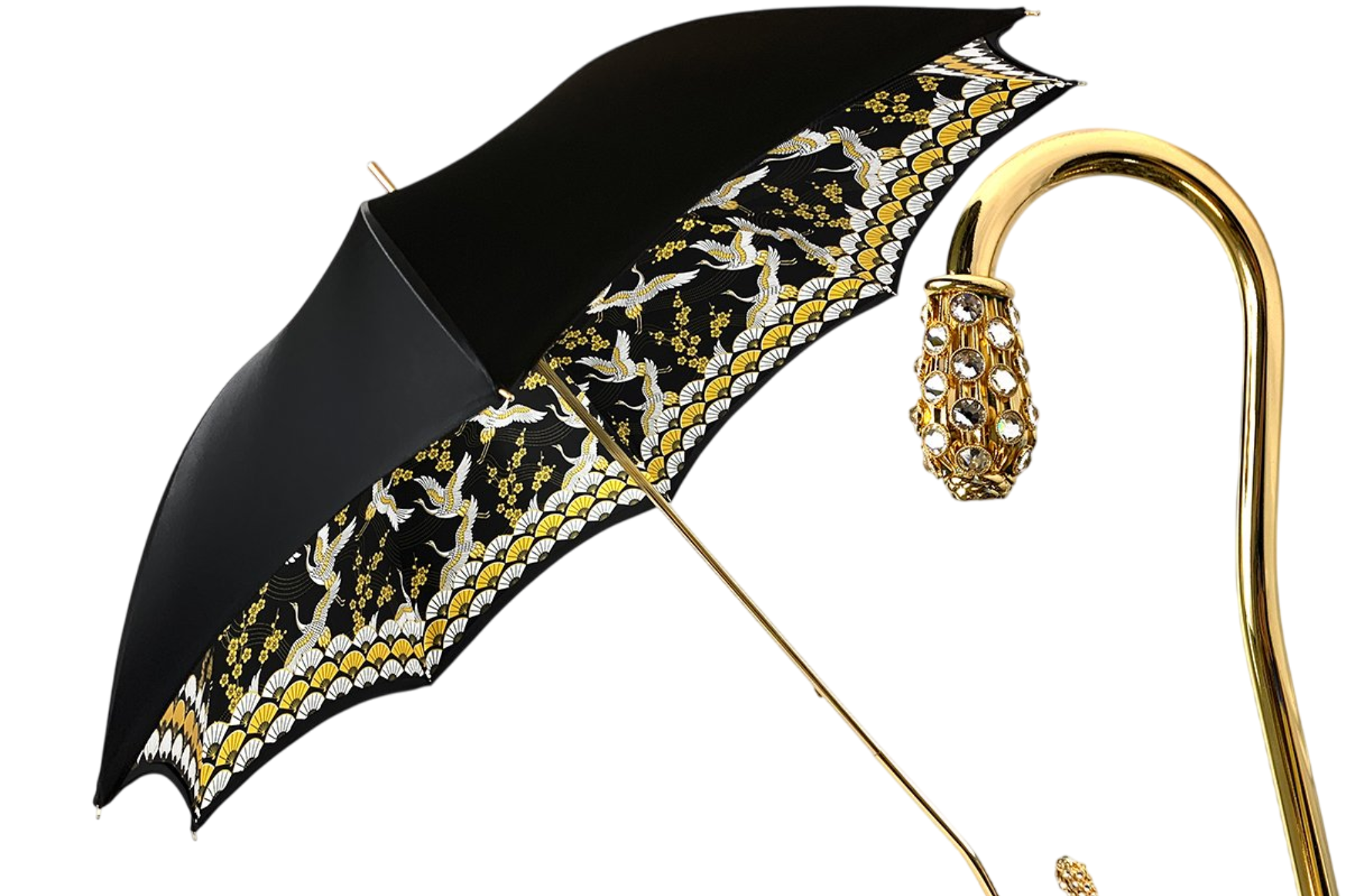 Chic Elegant Double Cloth Umbrella with Herons Print Interior