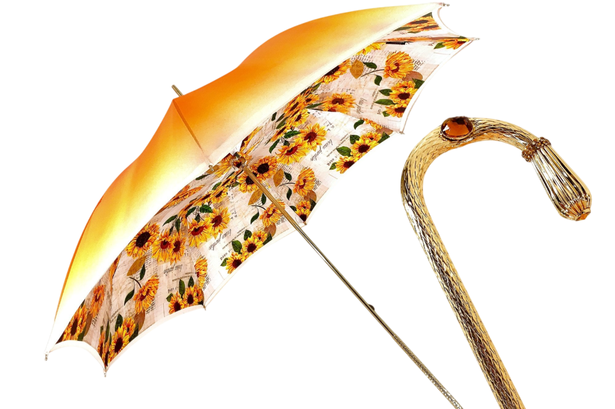 Sunflower Elegance – Double Canopy Umbrella with 24K Gold Details
