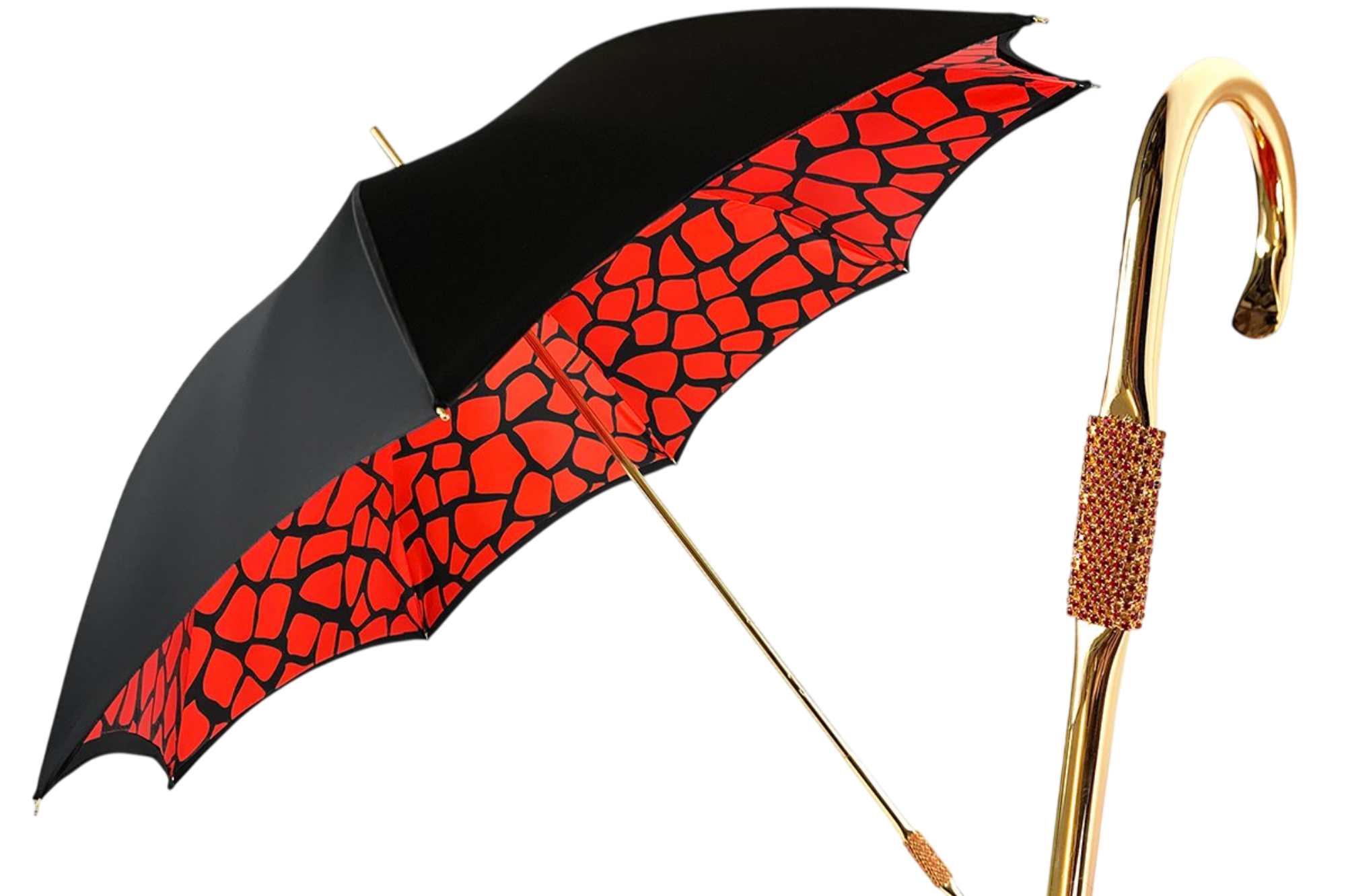Black and Red Giraffe Print Umbrella – Elegant Handmade Italian Design