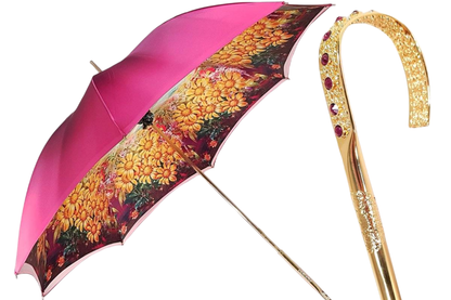 Elegant Fuchsia Double Canopy Umbrella with Exclusive Floral Design