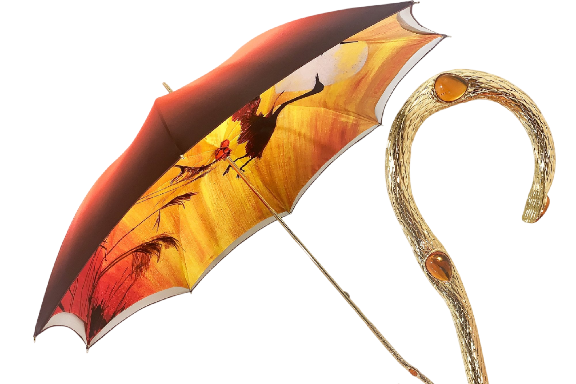 Herons in Flight Interior Design Umbrella – Elegant Handmade Luxury